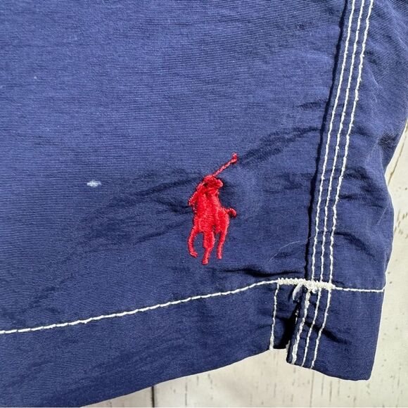 Polo Ralph Lauren Mens Blue Board Shorts Drawstring Relaxed Fit Logo SwimTrunks - Picture 7 of 14